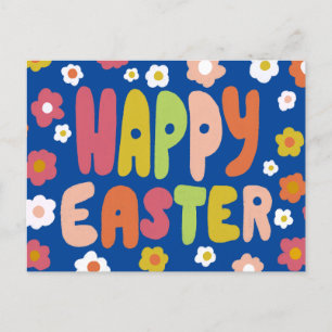 FROHE OSTERN Bubble Letters Farbige Frühlings CUST Postkarte