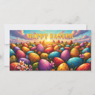 Frohe Ostern Bunte Eier auf einer Frühlingswiese