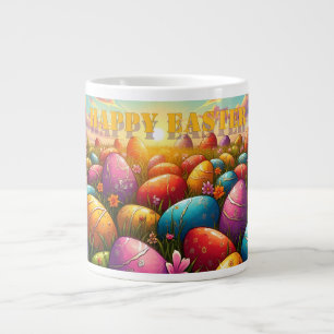 Frohe Ostern Bunte Eier auf einer Frühlingswiese Jumbo-Tasse