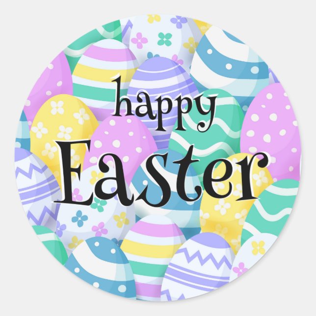 Frohe Ostern Bunte Eier Hintergrund Runder Aufkleber (Vorderseite)