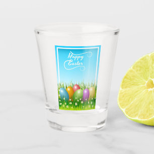 "FROHE OSTERN" BUNTE OSTEREIER SCHNAPSGLAS