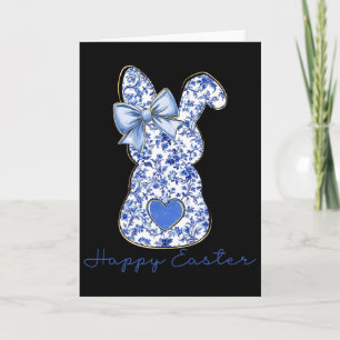 Frohe Ostern Chinoiserie Floral Hase Süß Blau Bo Karte