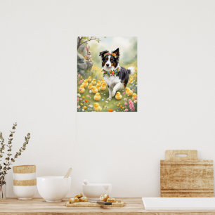 Frohe Ostern Collie und Küken Poster