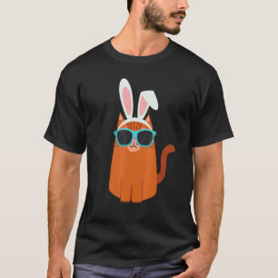 Frohe Ostern Coole Katze mit Hasenohren und Brille T-Shirt