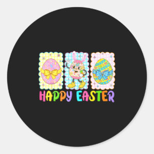 Frohe Ostern Coquette-Schleife Lustige Ostereier K Runder Aufkleber