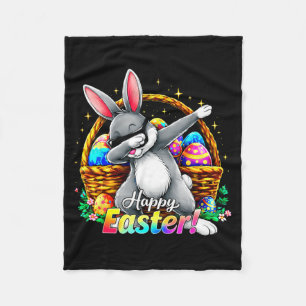 Frohe Ostern Dabbing Hase Lustiger Eierkorb Männer Fleecedecke