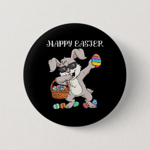Frohe Ostern Dabbing-Hasen-Eier Jungen Button