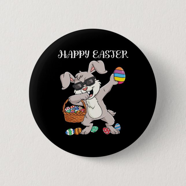 Frohe Ostern Dabbing-Hasen-Eier Jungen  Button (Vorderseite)