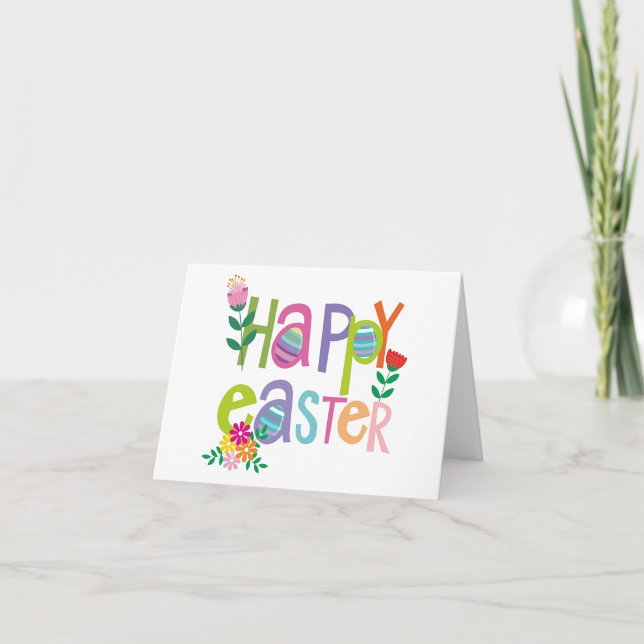 Frohe Ostern  Dankeskarte (A bright and joyful Easter card bursting with color and springtime charm.)