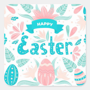 Frohe Ostern Dekoration Quadratischer Aufkleber