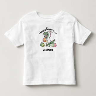 Frohe Ostern Dinosaurier trägt einen Hasenmantel,  Kleinkind T-shirt
