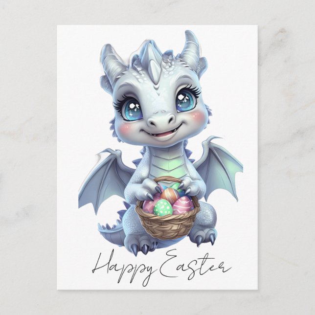 Frohe Ostern Drachen Postkarte (Vorderseite)
