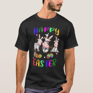 Frohe Ostern Drei Kaninchenkühe jagen Eier T-Shirt
