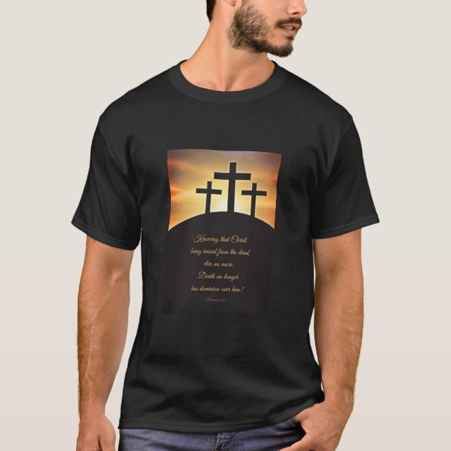 Frohe Ostern Drei Kreuze auf Calvaria T-Shirt (Vorderseite)
