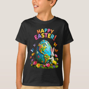 Frohe Ostern Earth Day 2026 Hase Weltkarte Ostern T-Shirt