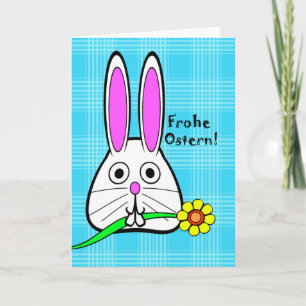 Frohe Ostern, Easter in German, Cute Bunny Feiertagskarte