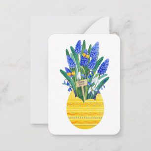 Frohe Ostern Ei & Blaue Trauben Muscari Blumen Mitteilungskarte