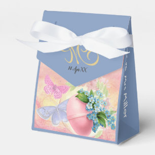 Frohe Ostern Ei-Monogramm Aquarell Blau Benutzerde Geschenkschachtel