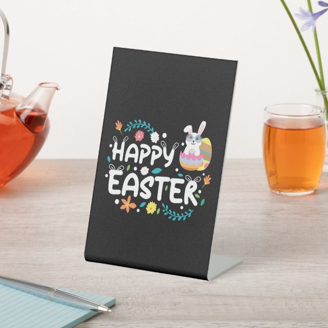 Frohe Ostern, Eier, Bunny & Blume Sockelschild (In SItu)