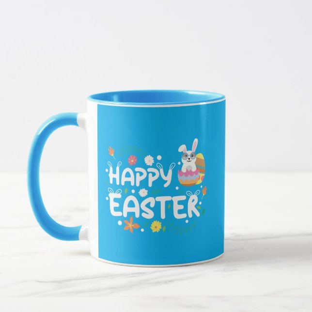Frohe Ostern, Eier, Bunny & Blume Tasse (Links)