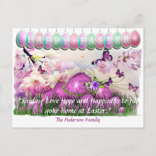 Frohe Ostern Eier Farbige Frühlingsgarten Blumen  Postkarte