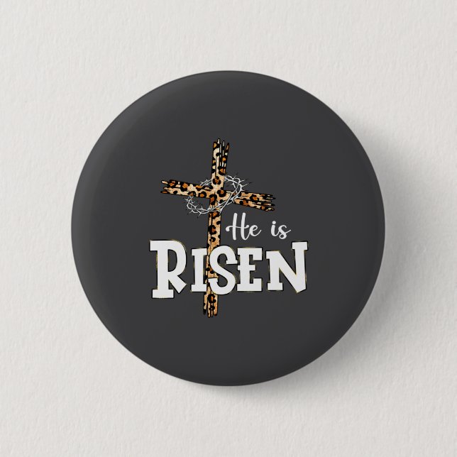 Frohe Ostern Er Ist Auferstanden Jesus Leopard Chr Button (Vorderseite)