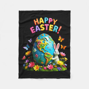 Frohe Ostern Erdtag 2026 Hase Weltkarte Ostern Fleecedecke