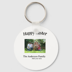 Frohe Ostern Familienfoto Name Text Wiedersehen ei Schlüsselanhänger