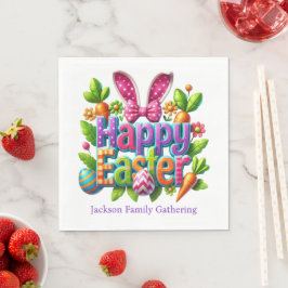 Frohe Ostern Familienzusammenkunft Bunt Serviette