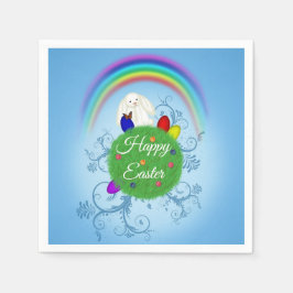 Frohe Ostern Farbiger Planet & Regenbogen Süßer Ha Serviette