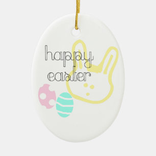 frohe Ostern Feiertags-Pastell-Eier-Hase Keramik Ornament