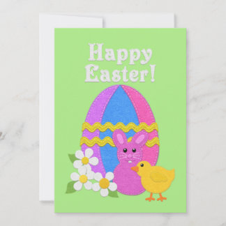 Frohe Ostern Filz-Osterei-Häschen-Küken Feiertagskarte