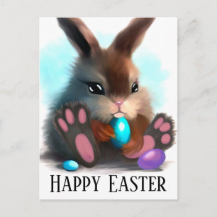 Frohe Ostern Flauschhase und Eier Postkarte