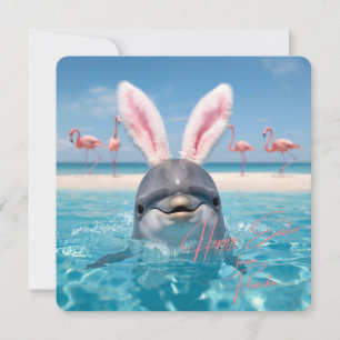 Frohe Ostern Florida Strand Flamingos und Delfin Feiertagskarte