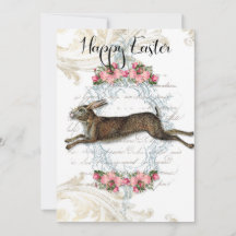 Frohe Ostern, französischer Hase, Vintage, Shabby