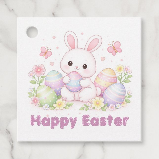 Frohe Ostern Frühlingsdesign - Süßer Osterhase Geschenkanhänger (Vorderseite)