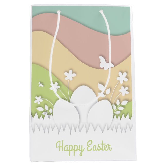 Frohe Ostern, Frühlingslandschaft Urlaub Mittlere Geschenktüte (Vorderseite)