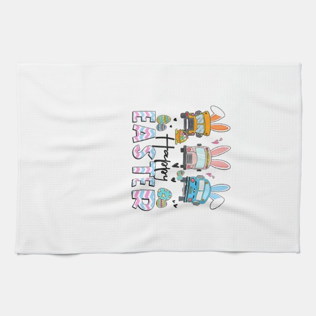 Frohe Ostern Funny School Bus Fahrer Leben Happ Geschirrtuch (Horizontal)