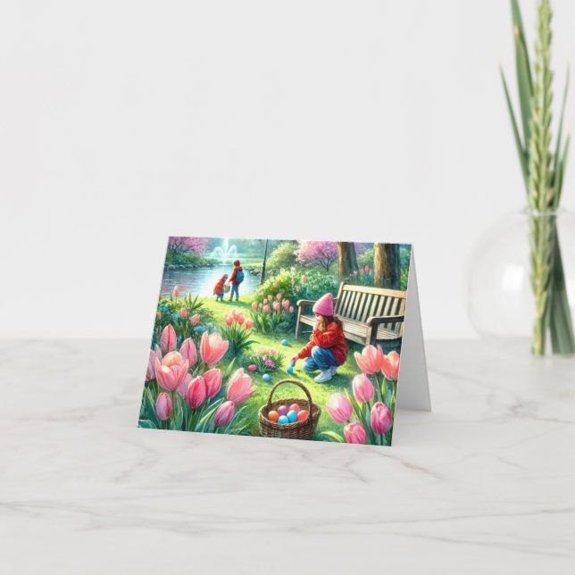 Frohe Ostern für Kinder geklappte Grußkarte Karte (Vorderseite)