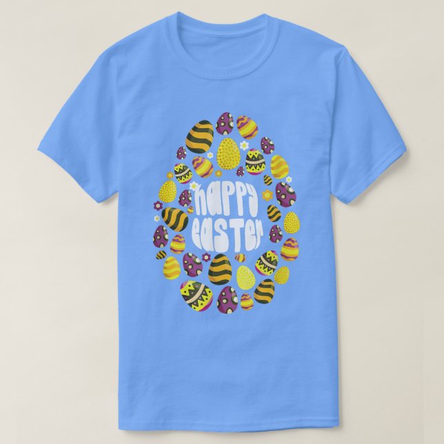 Frohe Ostern für Ostern farbenfrohe Eier Ostern Ta T-Shirt (Design vorne)