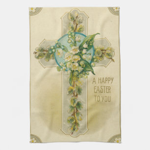 Frohe Ostern für Sie - Antike Postkarte, Geschirrtuch