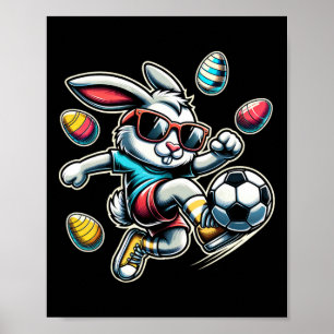 Frohe Ostern Fußballjungen Osterhase Lustiges Oste Poster