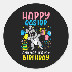 Frohe Ostern Geburtstag Hase Dab Bday Party Männer Runder Aufkleber