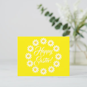 Frohe Ostern gelbe niedliche Gänseblümchen Rahmen Feiertagspostkarte