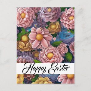 Frohe Ostern Gemischte Blumenvorlage Feiertag Feiertagspostkarte