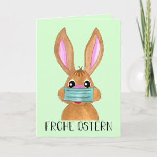 Frohe Ostern German Easter Face masked Bunny Feiertagskarte