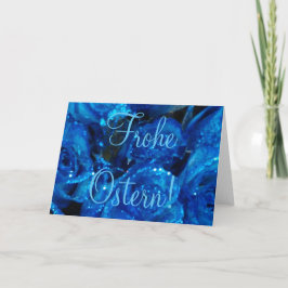 Frohe Ostern German Happy Oaster Card Blue Rose Feiertagskarte