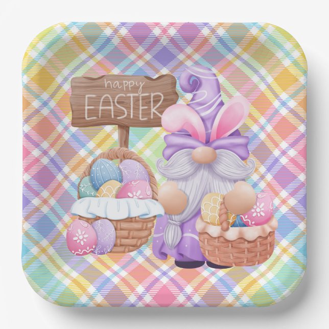 Frohe Ostern Gnom Pappteller (Vorderseite)
