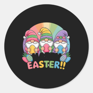 Frohe Ostern Gnomies Hase Frohe Ostern Gnom Runder Aufkleber