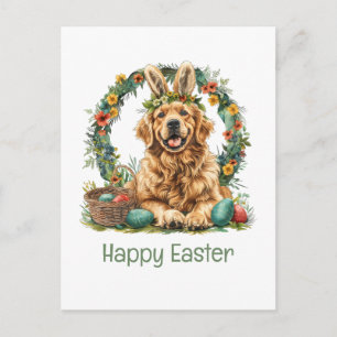 Frohe Ostern Golden Retriever Hund Hasenohren Feiertagspostkarte